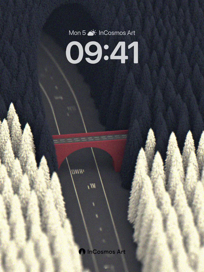 Frost-Clad Highway Wallpaper with Red Arch Bridge