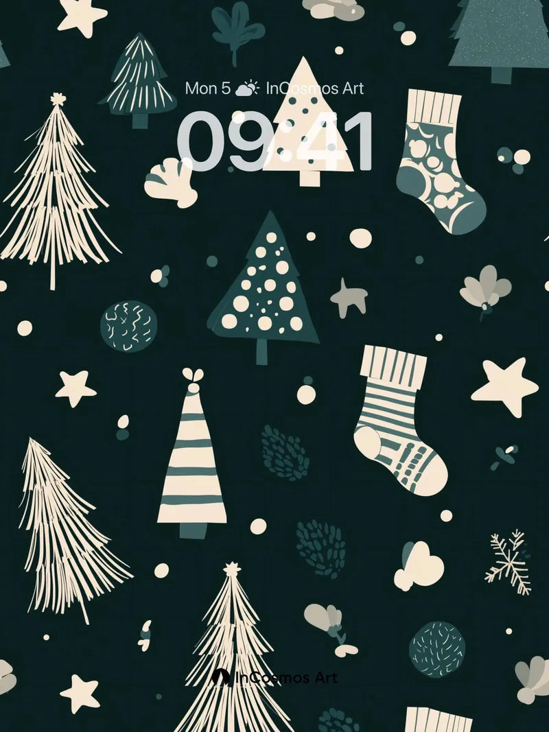 Whimsical Winter Wallpaper with Stitched Socks