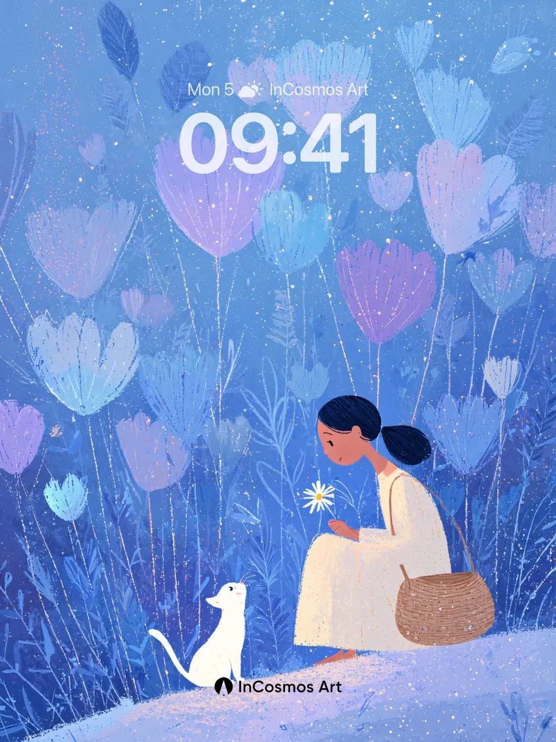 Serene Bloom Wallpaper with Starlight Whispers