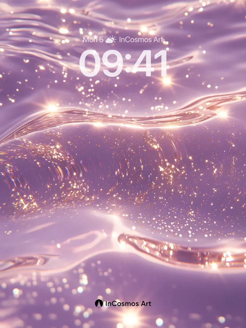 Luminous Wave Wallpaper with Starlight Drift