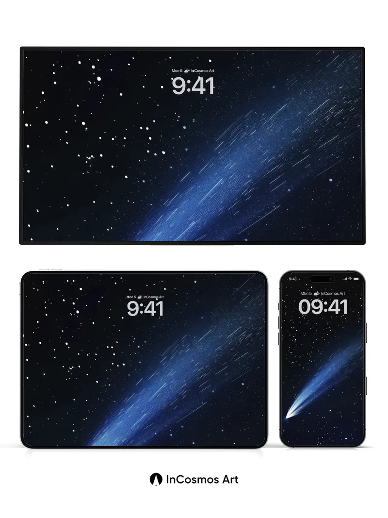 Celestial Trail Wallpaper with Icy Luminescence