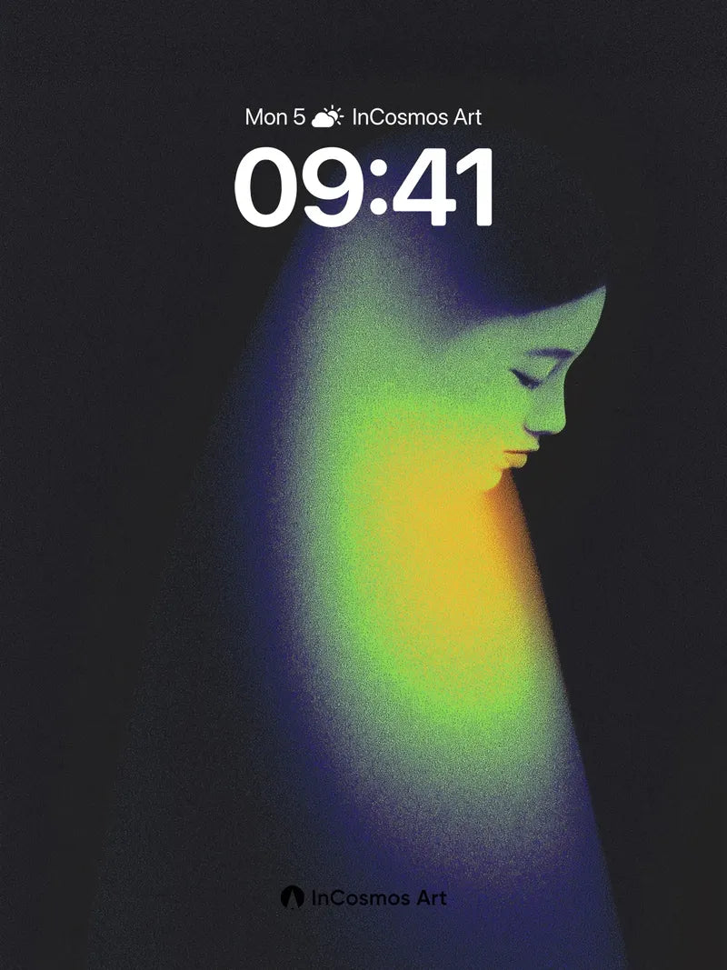 Spectral Silhouette Wallpaper with Rainbow Veil