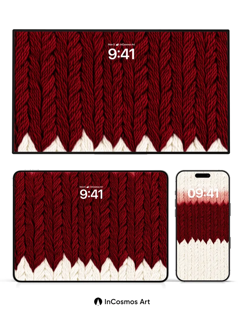 Velvet Knit Wallpaper with Crimson Pulse