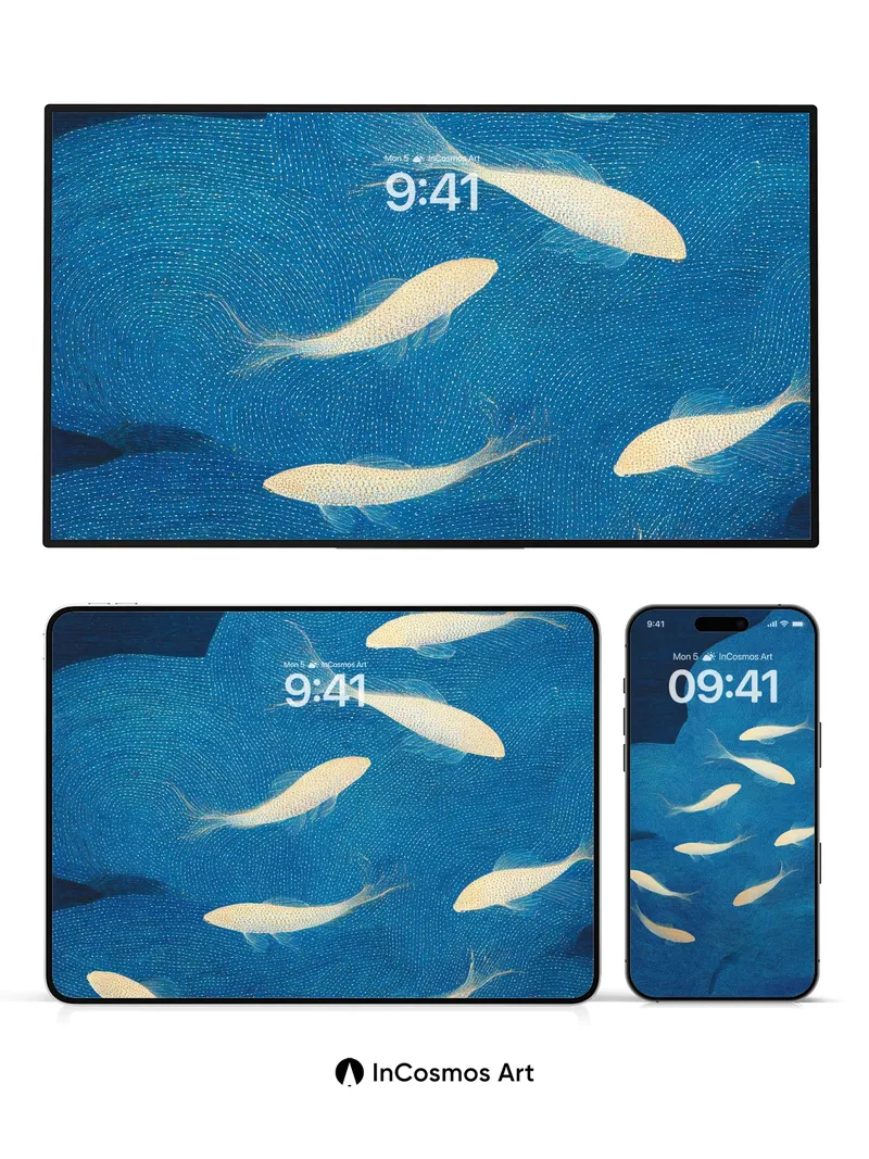 Serene Drift Wallpaper with Ghost Fish