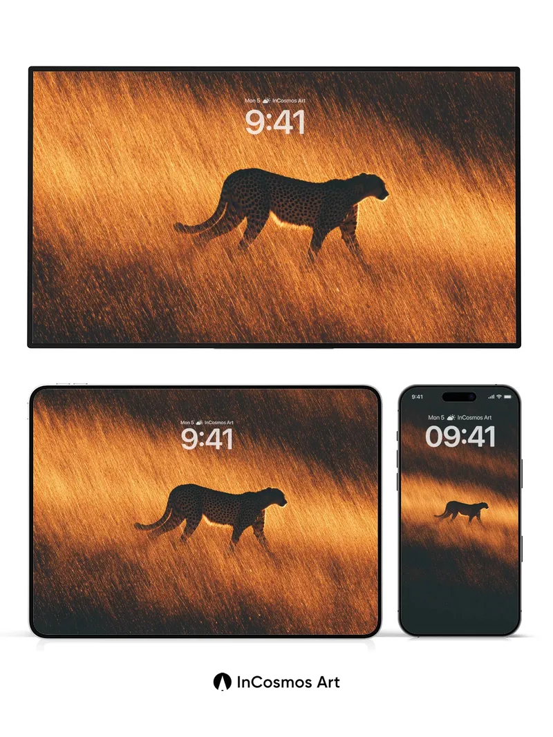 Golden Shadow Cheetah Wallpaper with Dusk Light