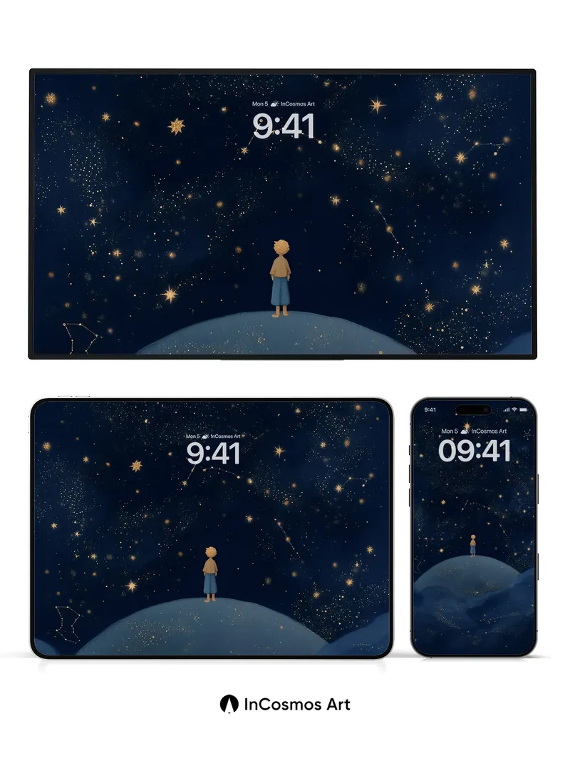 Stellar Whisper Wallpaper with Celestial Trails