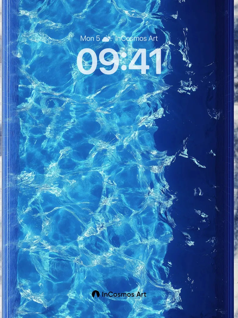 Calm Waterlight Wallpaper with Deep Blue Grid
