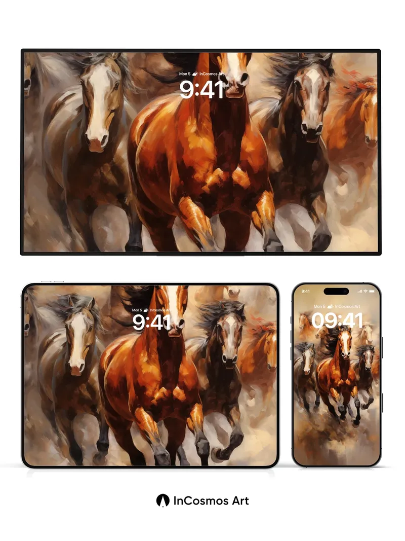 Thundering Canvas Wallpaper with Wild Horses