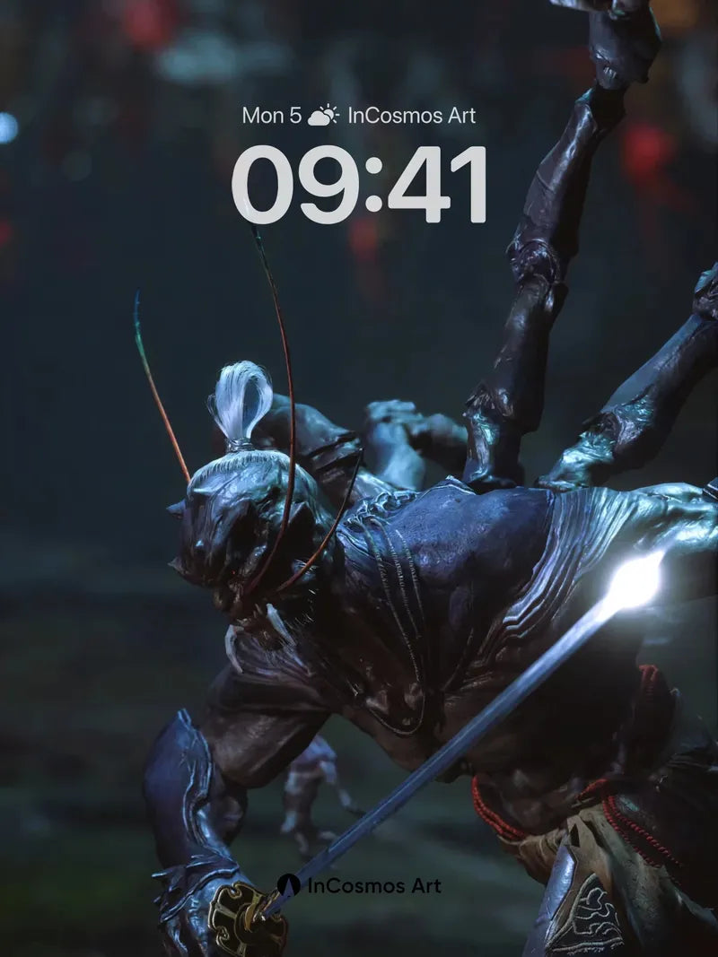 Shadowed Warrior Wallpaper with Glowing Blade