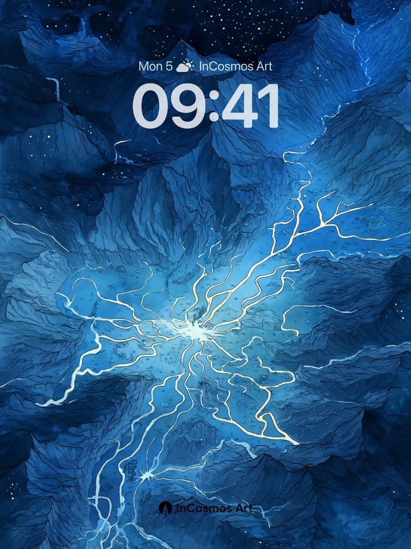 Electrified Abyss Wallpaper with Starlit Veins