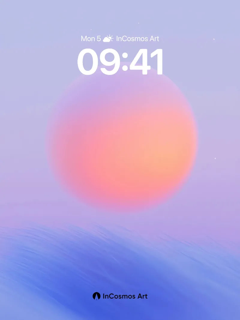 Serene Horizon Wallpaper with Floating Sun