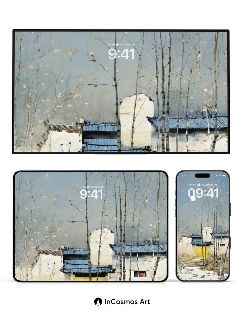 Moonlit Silence Wallpaper with Birch Whispers