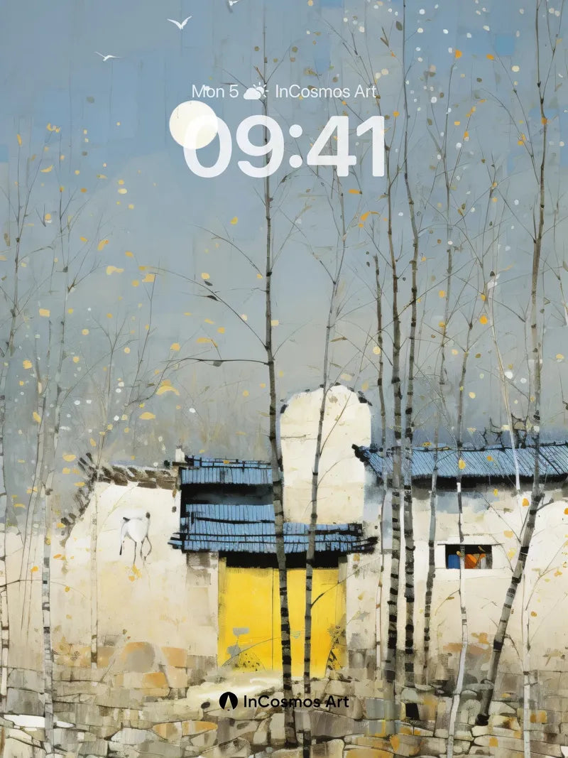 Moonlit Silence Wallpaper with Birch Whispers