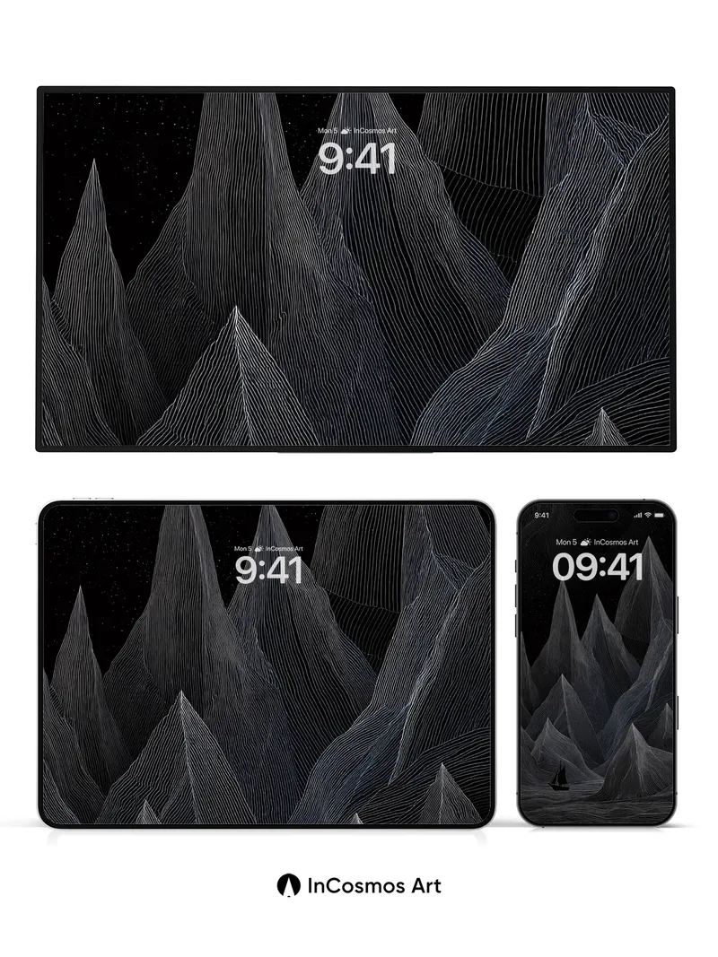 Silent Peaks Wallpaper with Whispering Lines