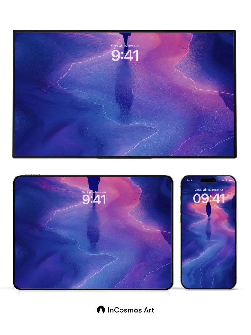 Luminous Path Wallpaper with Ethereal Silhouette