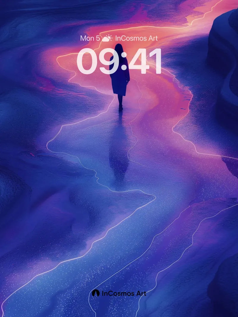 Luminous Path Wallpaper with Ethereal Silhouette