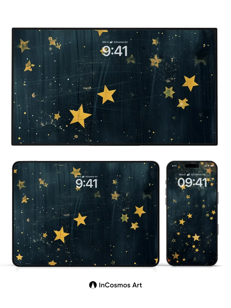 Nocturnal Gold Wallpaper with Starlit Scratches