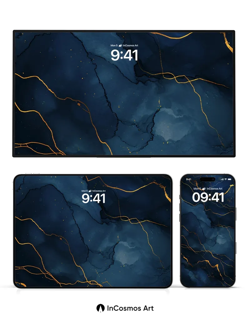 Midnight Vein Wallpaper with Golden Threads