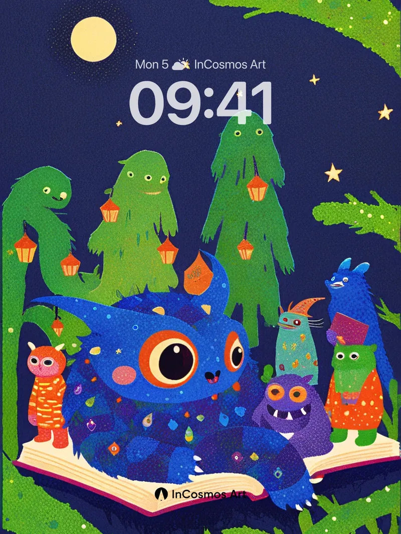 Whimsical Forest Wallpaper with Storybook Creatures