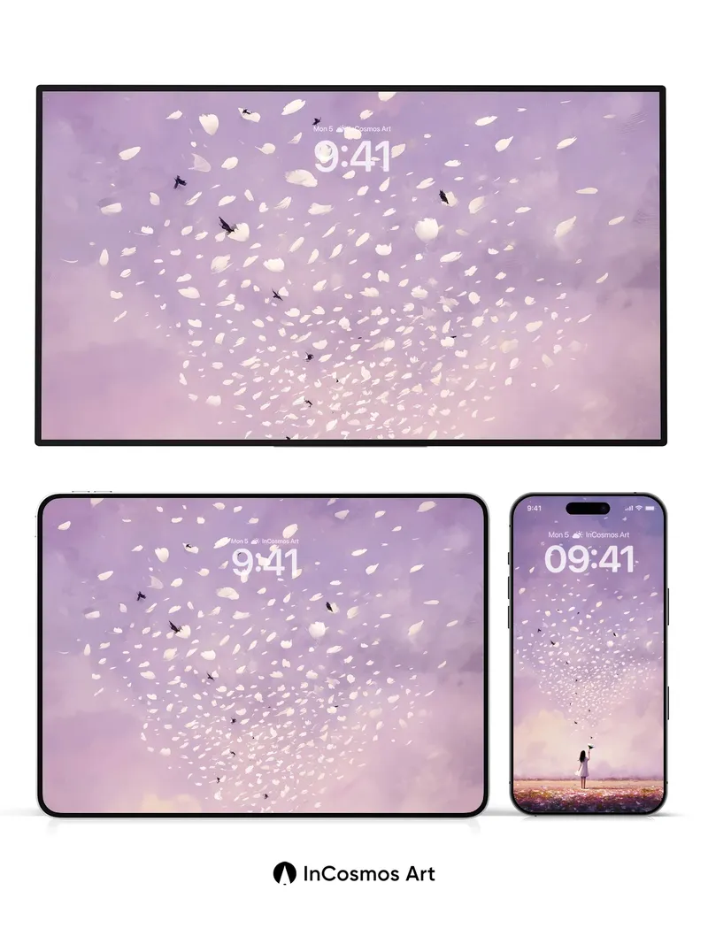 Lavender Petal Drift Wallpaper with Soft Haze