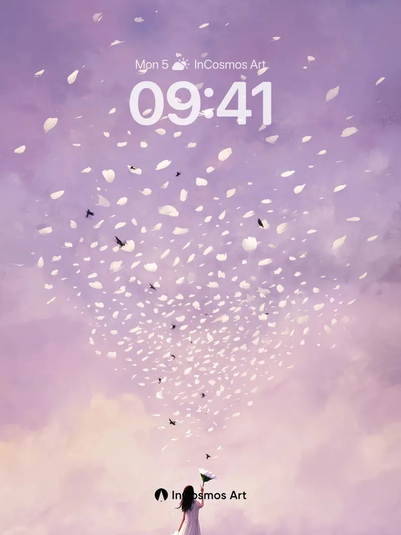 Lavender Petal Drift Wallpaper with Soft Haze wallpaper for iPhone, iPad & Mac