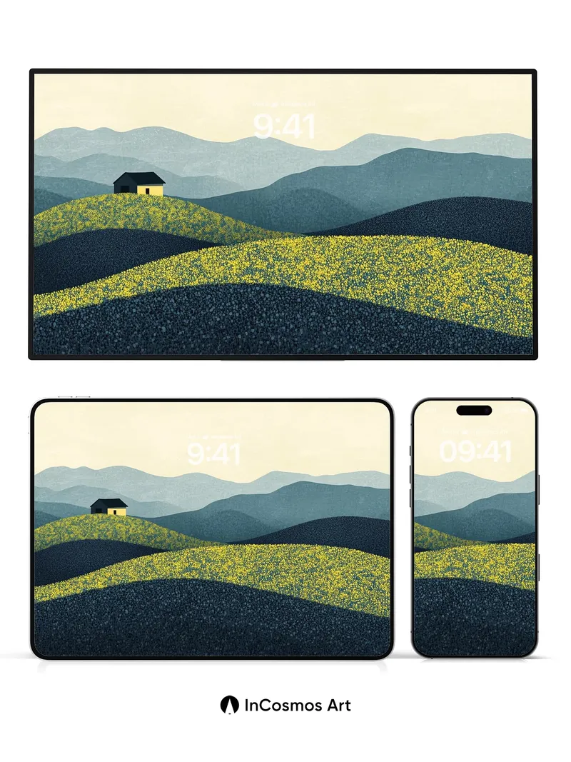 Serenity Ridge Wallpaper with Golden Fields