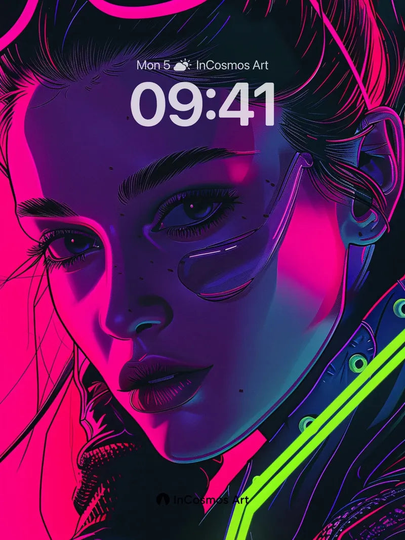 Neon Pulse Wallpaper with Electric Gaze