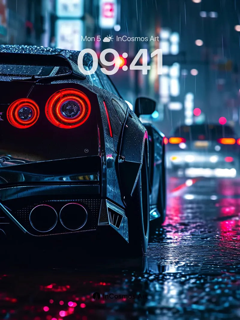 Neon Drizzle Wallpaper with Wet Asphalt Pulse