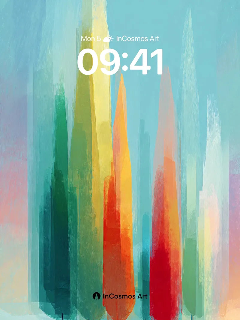 Crimson Whisper Wallpaper with Color-Blurred Trees