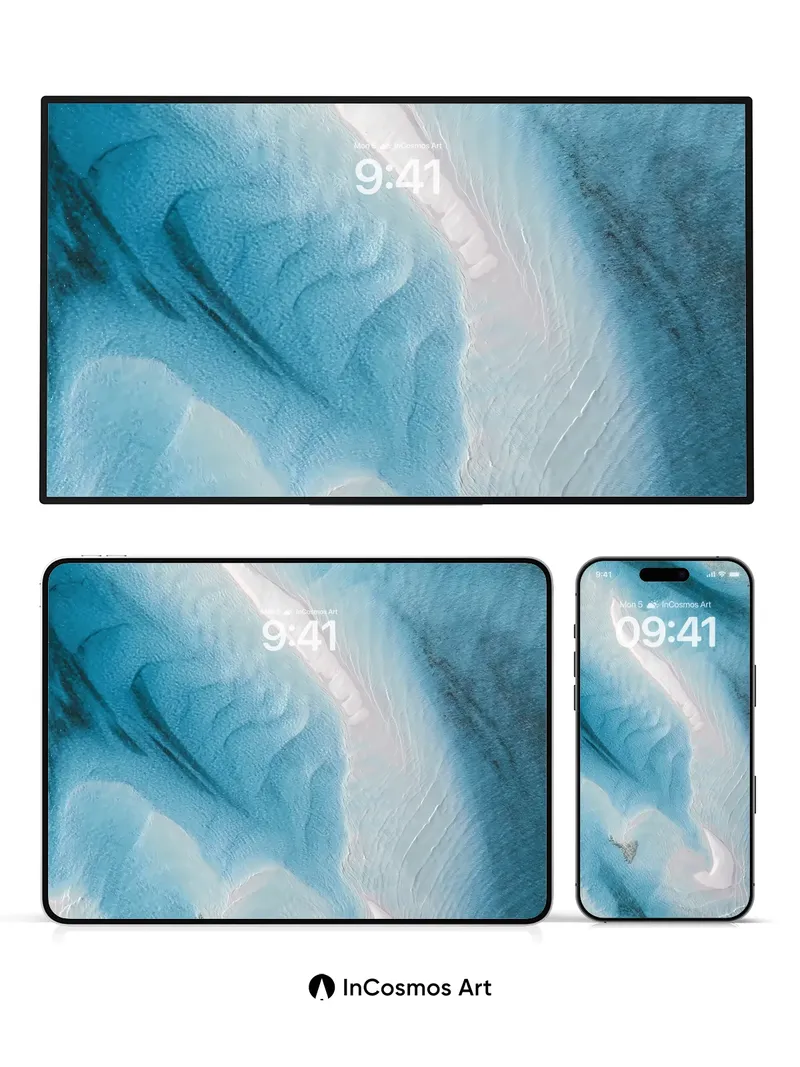 Serene Glacier Flow Wallpaper with Ethereal Light Veins