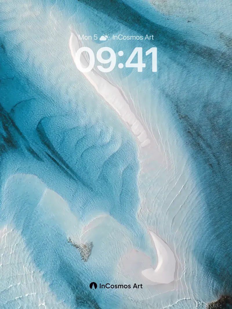 Serene Glacier Flow Wallpaper with Ethereal Light Veins