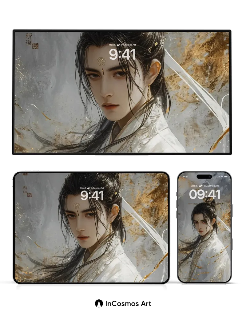 Silken Storm Wallpaper with Golden Veins