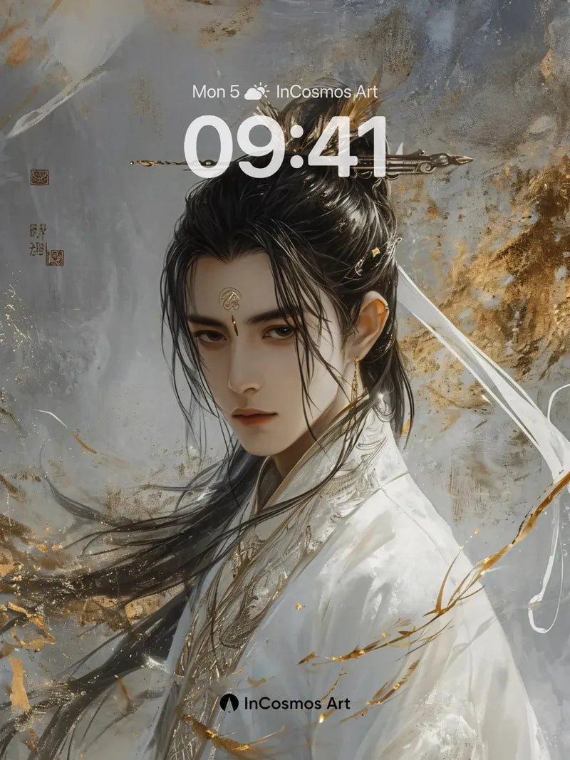 Silken Storm Wallpaper with Golden Veins