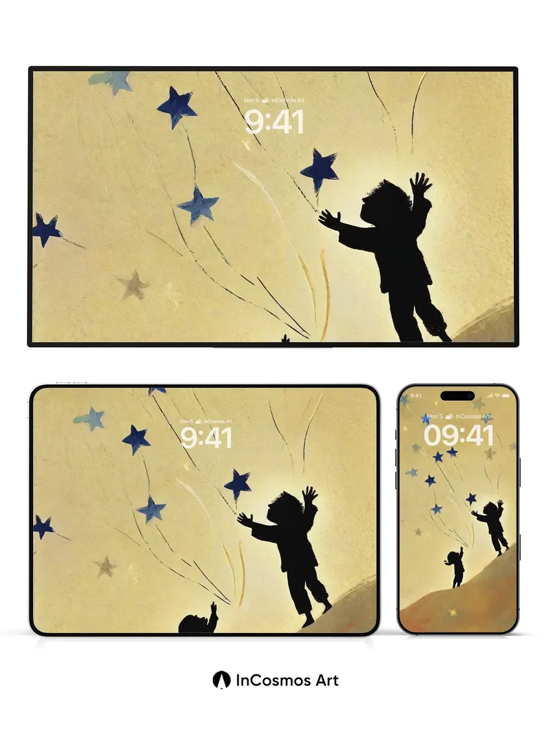 Whispering Starlight Wallpaper with Silhouetted Dreams