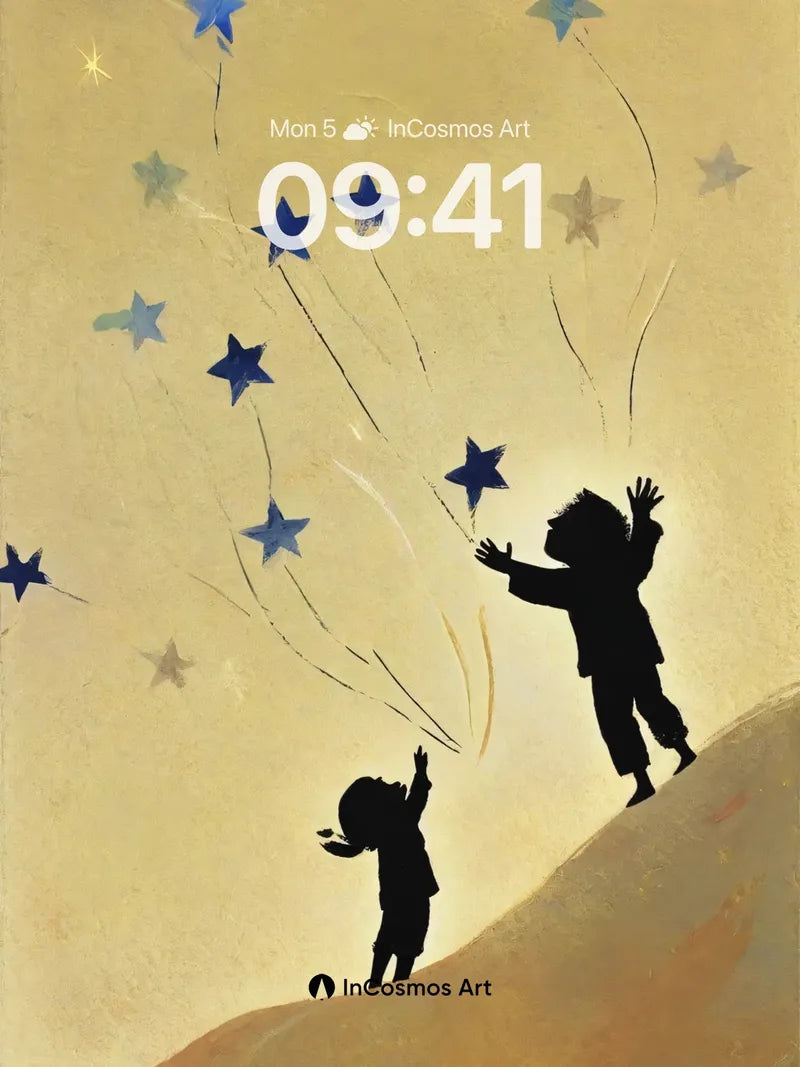 Whispering Starlight Wallpaper with Silhouetted Dreams