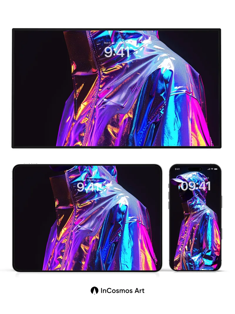 Neon Mirage Wallpaper with Holographic Sheen