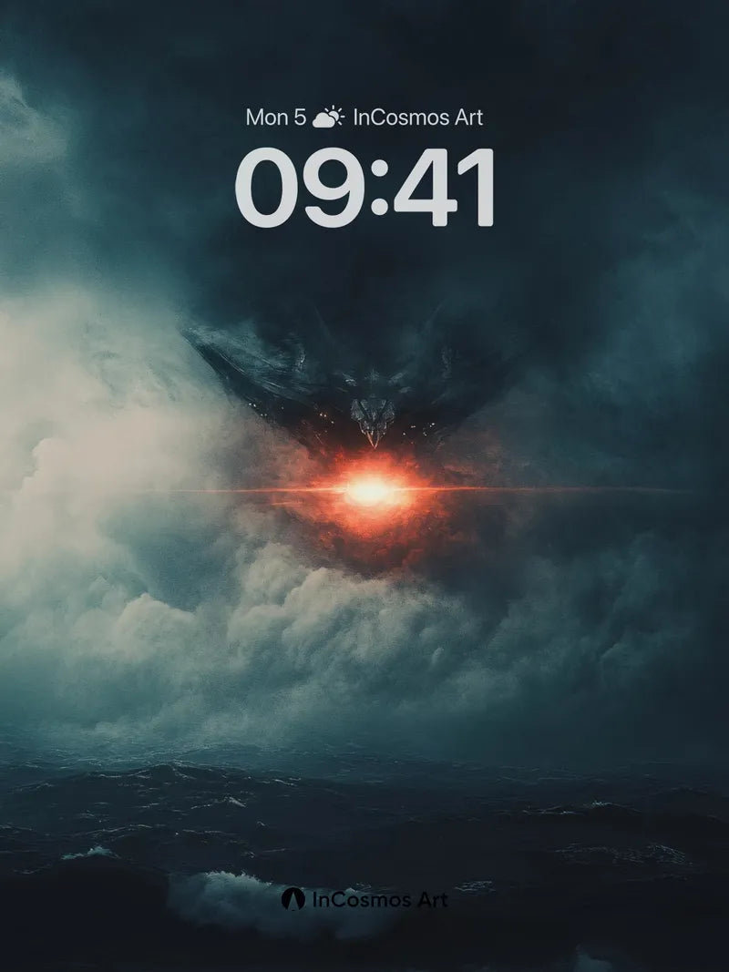 Ominous Skyfall Wallpaper with Glowing Core