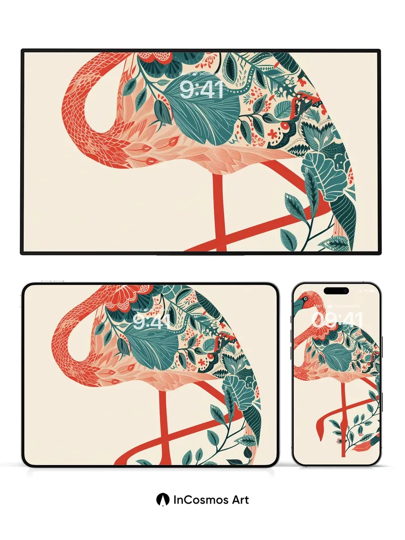 Tropical Tapestry Wallpaper with Flamingo Bloom