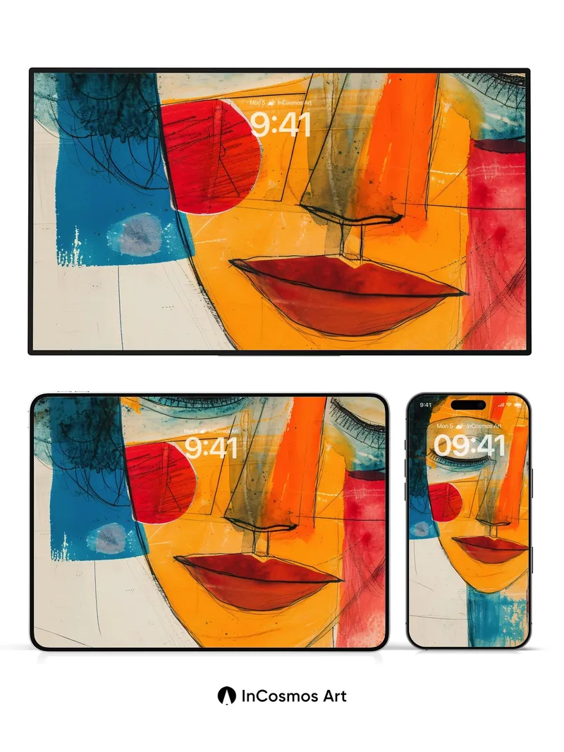 Cubist Dream Wallpaper with Brushstroke Echoes
