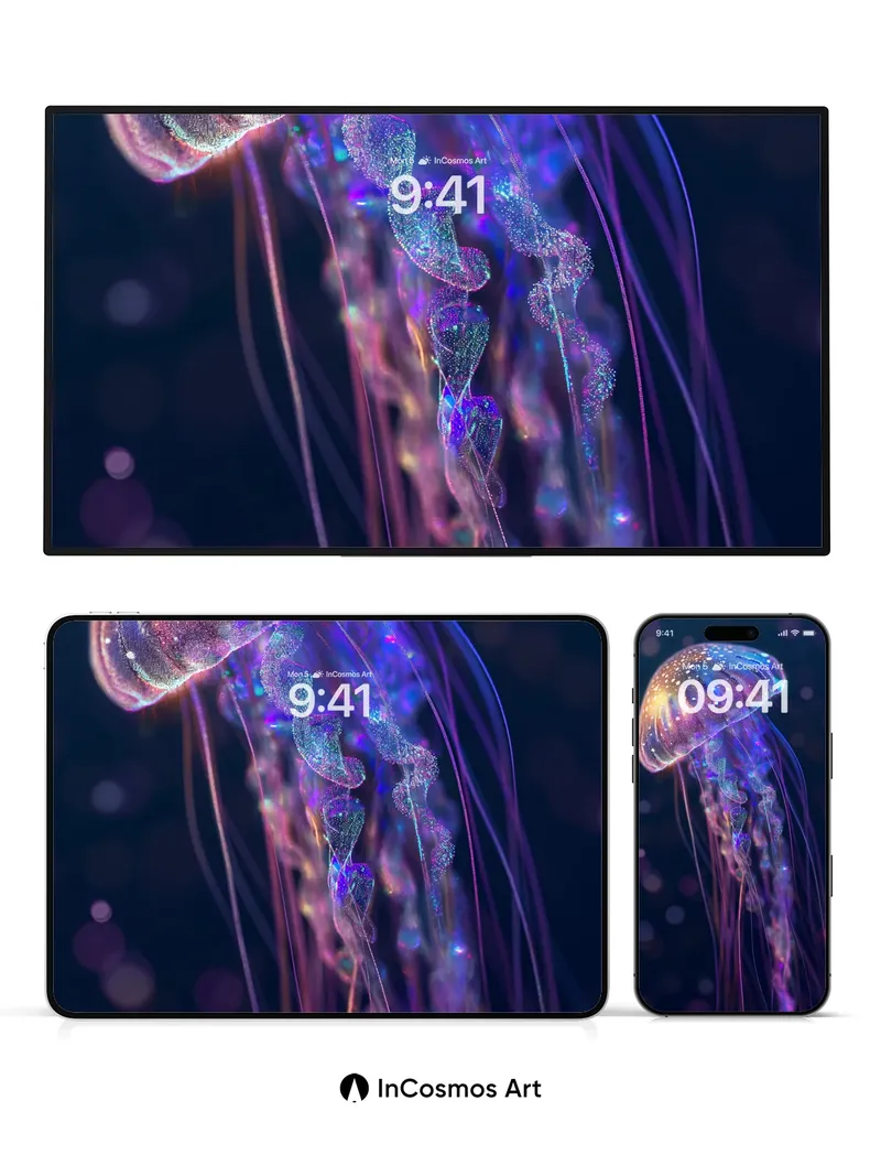 Luminous Depths Wallpaper with Bioluminescent Pulse