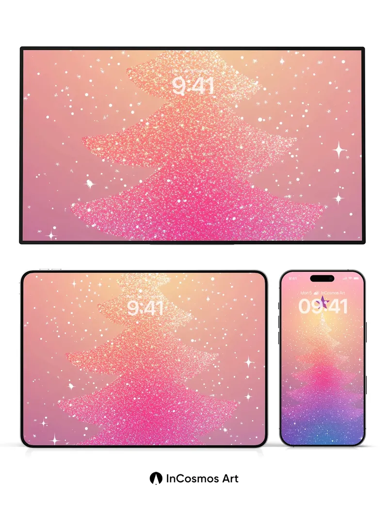 Glittering Prism Christmas Tree Wallpaper with Starlight Crown