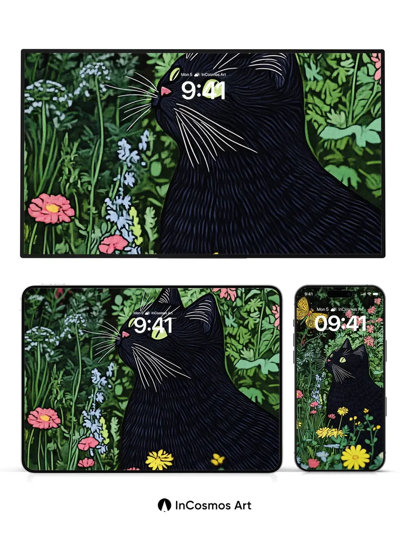 Whispering Garden Wallpaper with Golden Wings