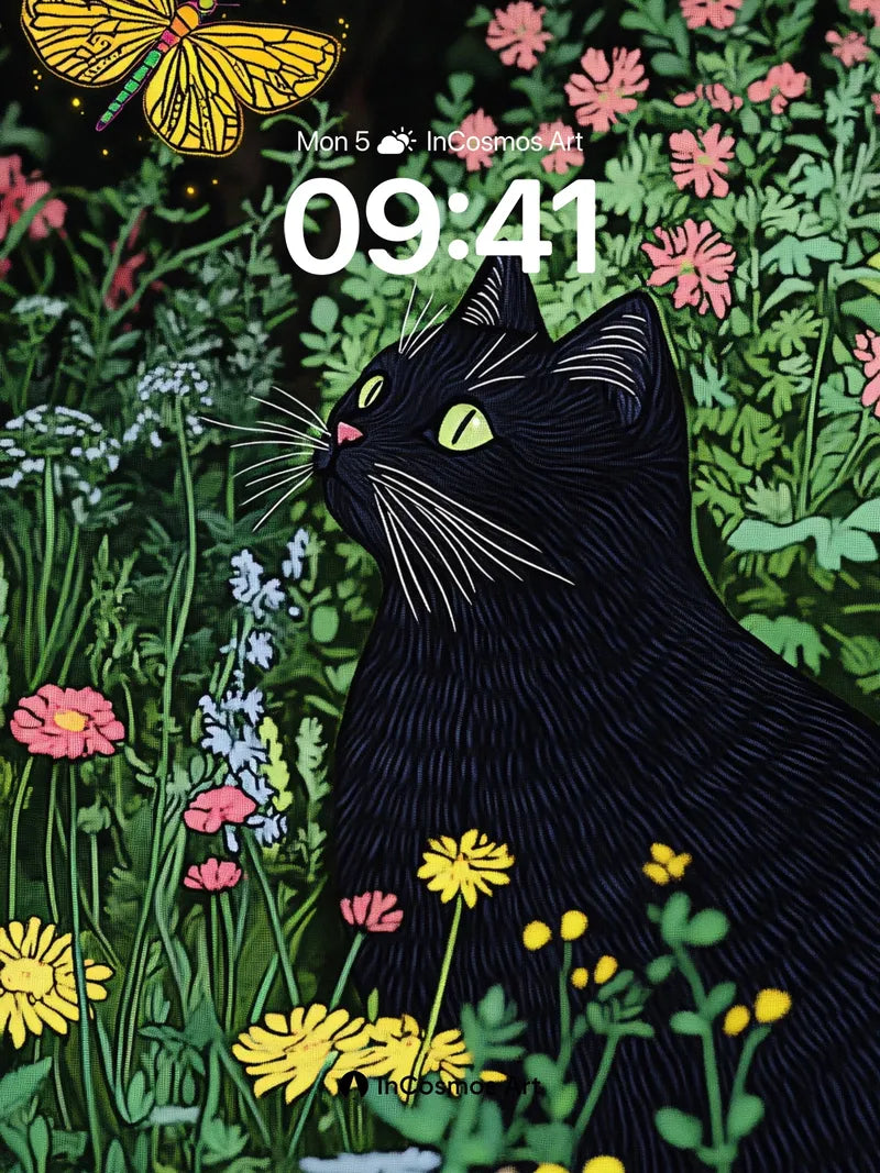 Whispering Garden Wallpaper with Golden Wings