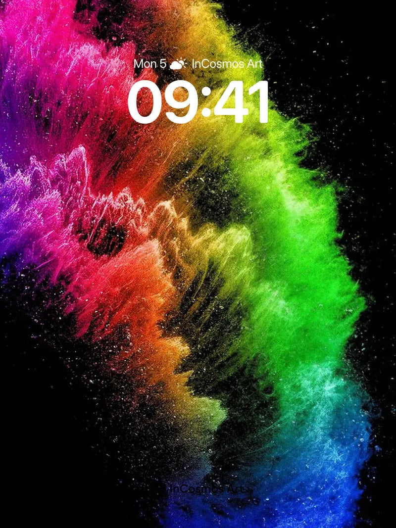 Cosmic Rainbow Explosion Wallpaper with Starlight Dust