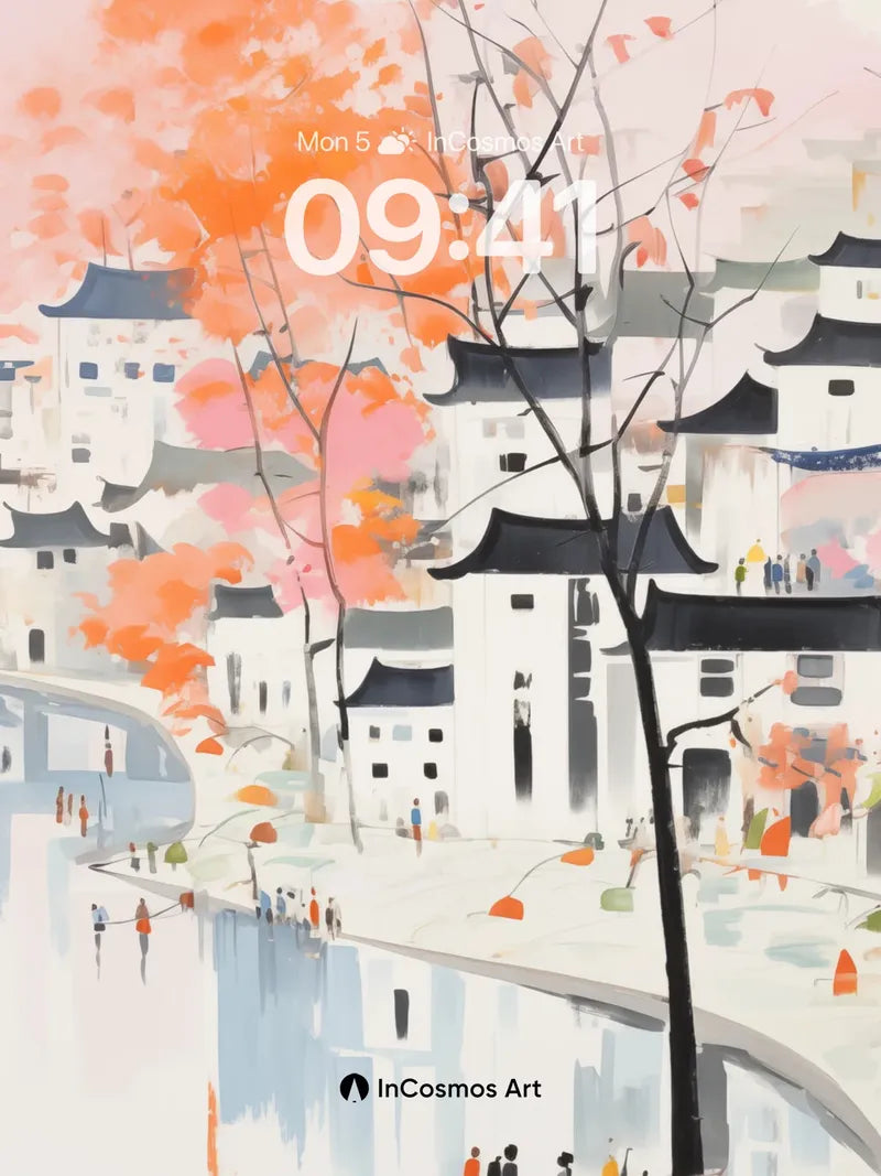 Autumn Whispers Wallpaper with Floating Canoes