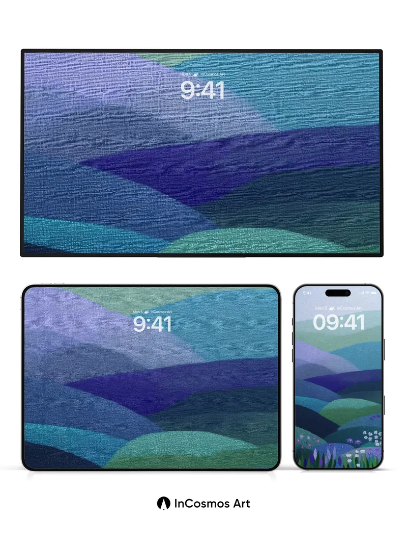 Serenity Wave Wallpaper with Velvet Hills