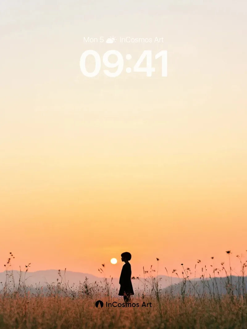 Serenity Silhouette Wallpaper with Distant Sun