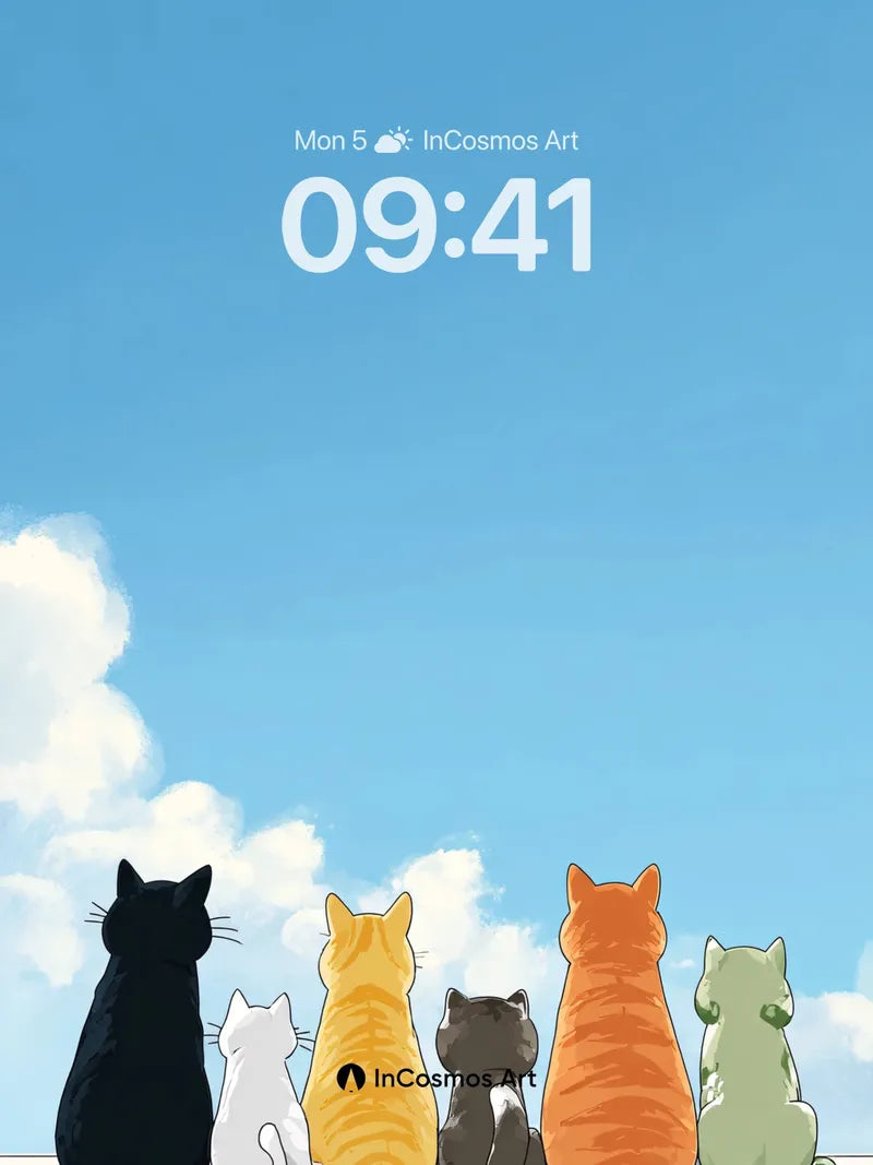 Serene Feline Silhouettes Wallpaper with Skyward Gaze wallpaper for iPhone, iPad & Mac