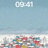 Snowfall Hush Wallpaper with Colorful Village wallpaper for iPhone, iPad & Mac