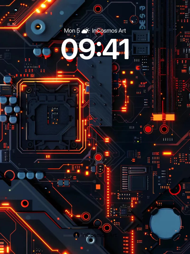 Neon Circuit Wallpaper with Pulse Lights